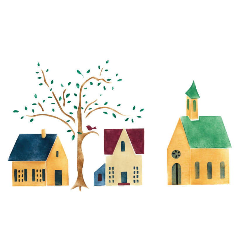 Large Colonial Houses with Trees Wall