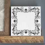 Fleur de Lis Stencil Details applied to canvas