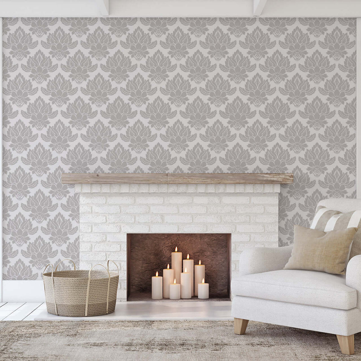 Allover Wall Stencils | Olivia Damask by Designer Stencils