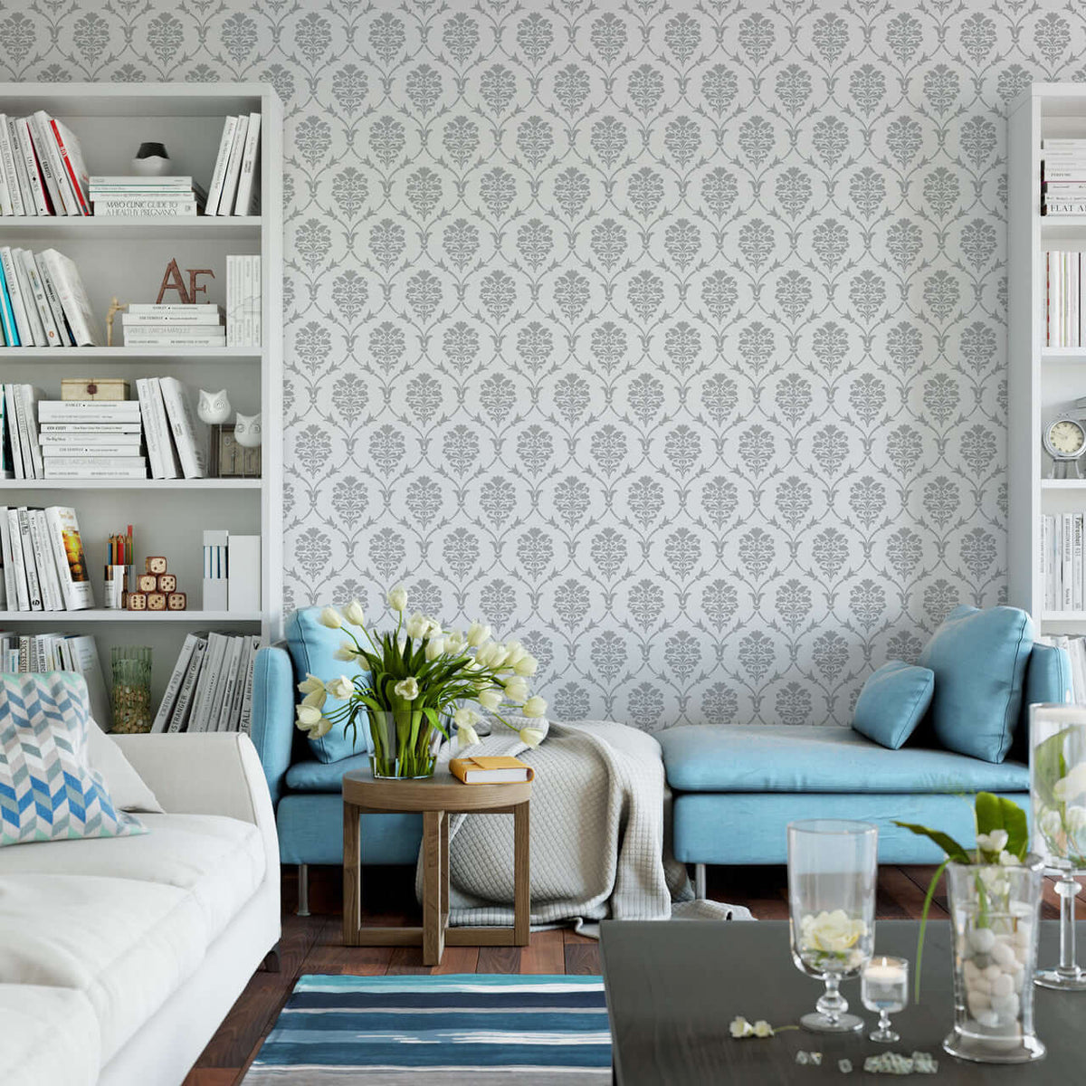 Victoria Damask | Allover Wall Stencil by Patricia Nugent