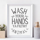 Wash Your Hands Filthy Animal Craft Stencil
