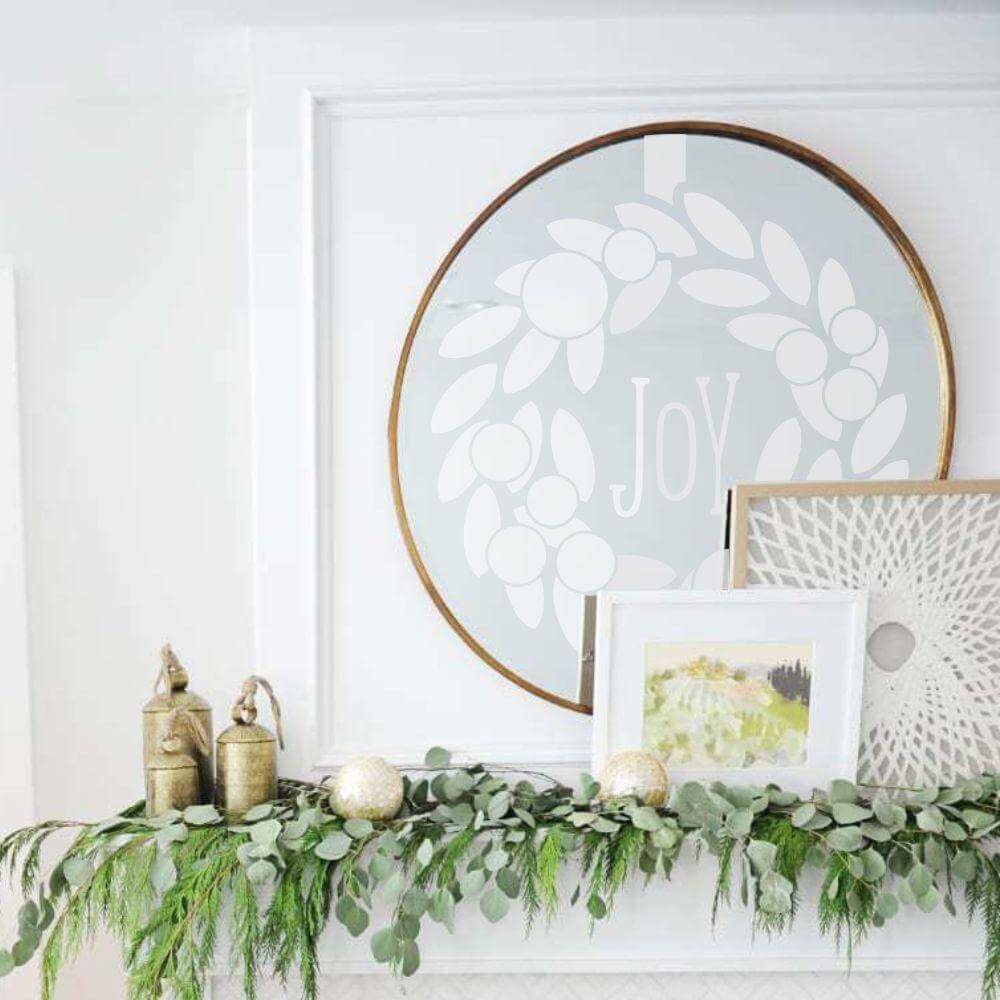 Christmas Wreath Window Decal - Removable Holiday Sticker Decoration For Glass, Doors & Windows