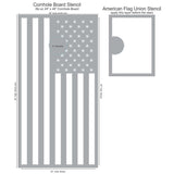 American USA Flag Cornhole Board Stencil - Dimensions