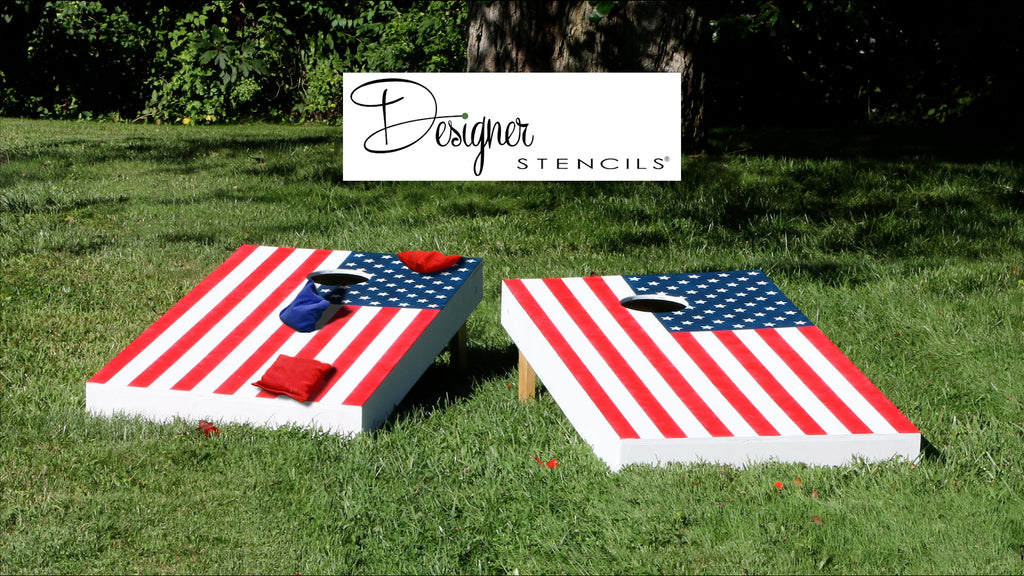 Painting Cornhole Boards: American Flag Stencil | Designer Stencils