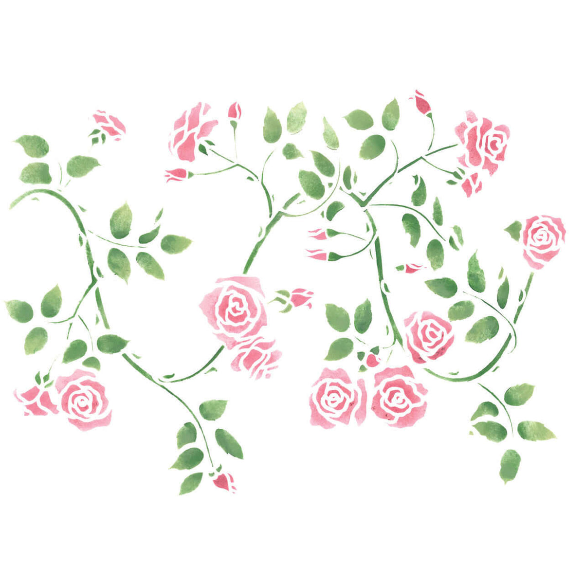 Twisting Rose Stencil Border for Walls and Furniture