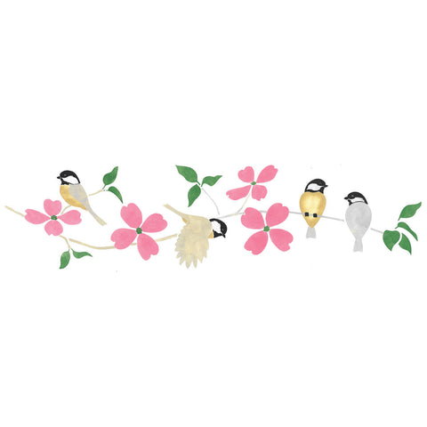Chickadee Birds on a Branch Wall Stencil