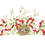 Large Bittersweet Nest with Ribbon Wall Stencil