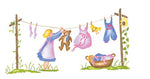 Clothesline with a Girl Wall Stencil