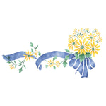 Daisy Bouquet with Ribbon Wall Stencil Border