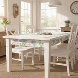 Small Hydrangea Wall Stencil Border applied to a white table.