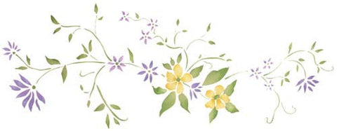 Wispy Flower Wall Stencil Border