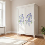 Small Wisteria Wisp Wall Stencil painted  onto an armoire