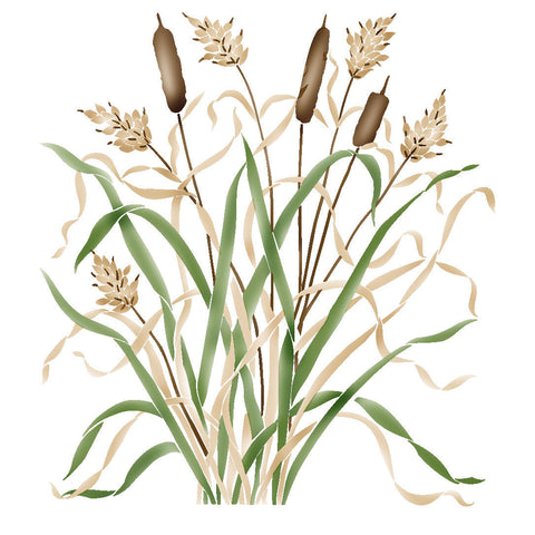 Tall Cattails Wall Stencil