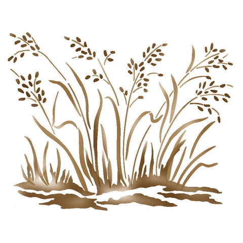 Large Sea Grass Patch Wall Stencil