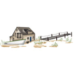 Pier Scene with Fishing Shack Wall Stencil