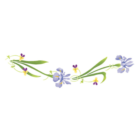 Iris Flower Border Wall Stencil