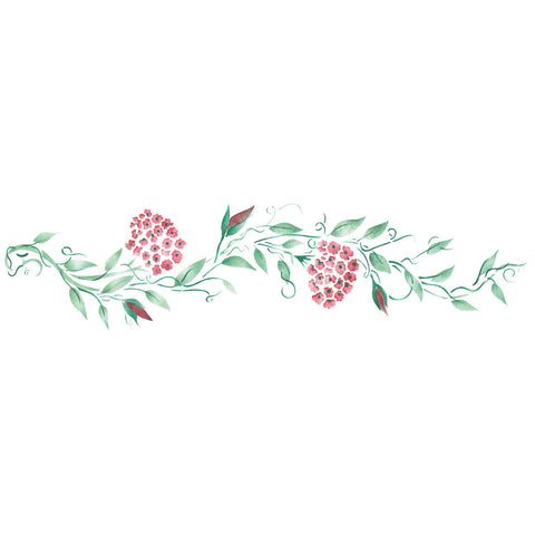 Primrose Vine Flower Wall Stencil Border