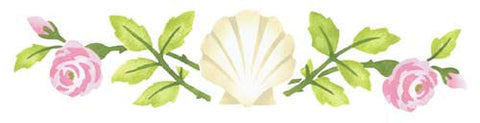 Small Rose with Shell Wall Stencil