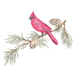 Cardinal on a Pine Branch Wall Stencil