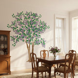 Large Lilac Tree Wall Stencil painted onto a white wall.