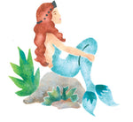 Single Mermaid on Rock Wall Stencil