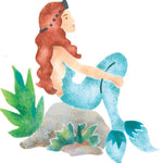 Single Mermaid on Rock Wall Stencil