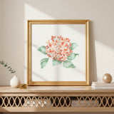 Hydrangea Blossom Wall Stencil painted onto a canvas