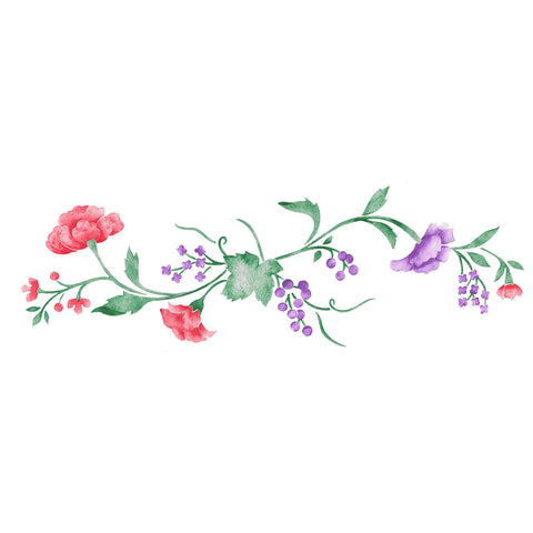 Rose and Berry Vine Wall Stencil Border