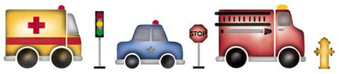 Small Emergency Vehicles Wall Stencil