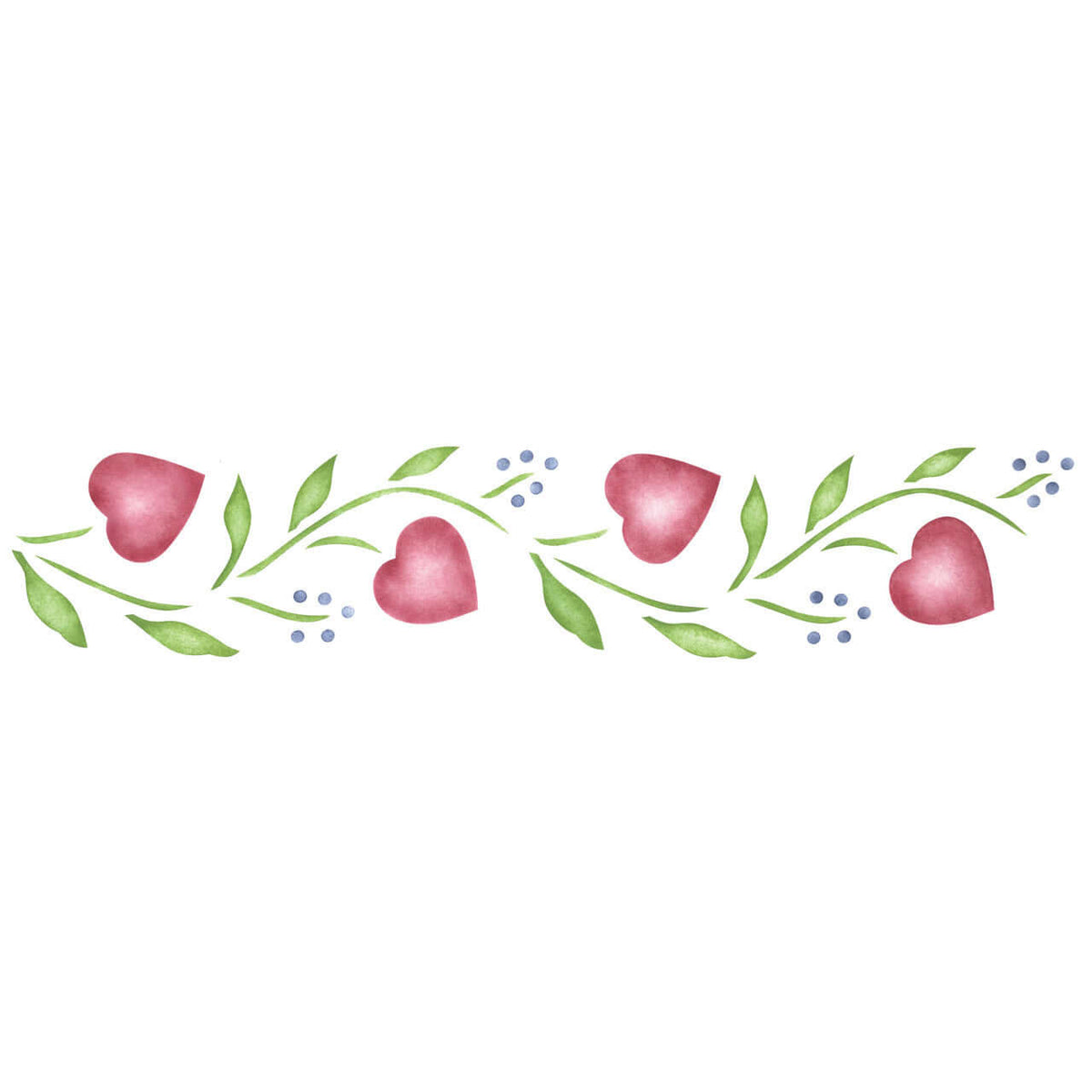 Hearts and Berries Vine Stencil Border