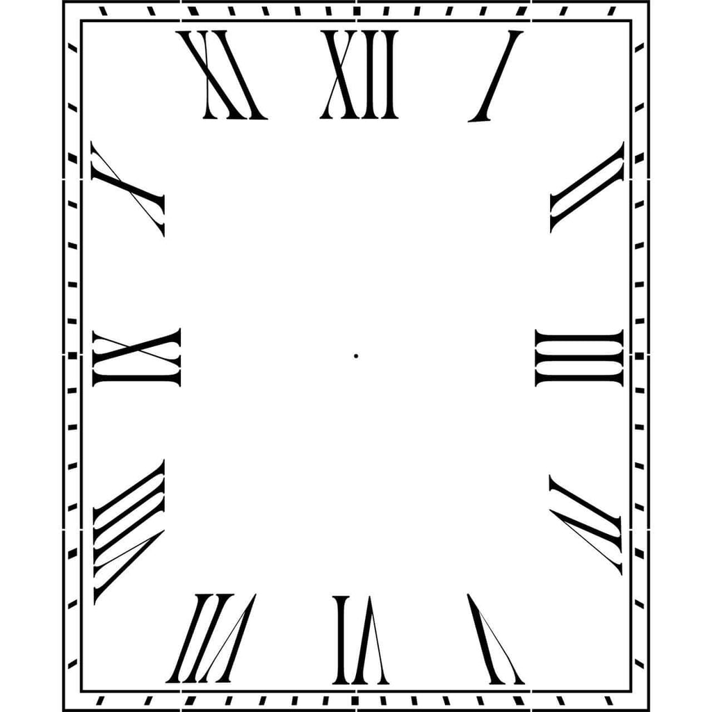 Rectangular Roman Numeral Clock Stencil