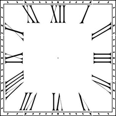 12 to 36 Inch Square Roman Numeral Clockface Wall Stencil