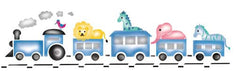 Train with Circus Animals Wall Stencil
