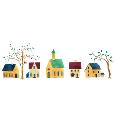 Colonial Village with Trees Wall Stencil