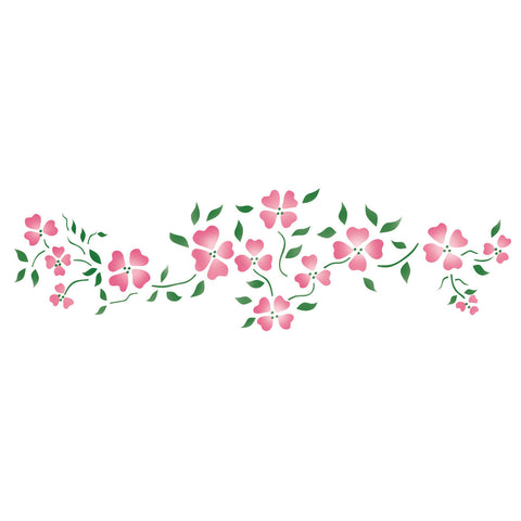 Dogwood Blossom Wall Stencil Border
