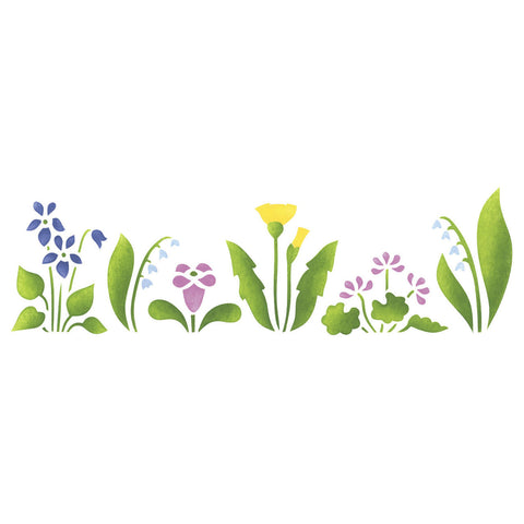 4 Inch Wildflower Wall Stencil Border