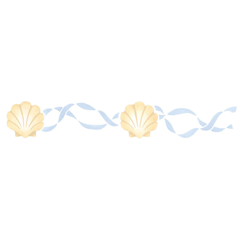 Shell With Ribbon Shell Border with Ribbons Stencil for Walls and Stairs