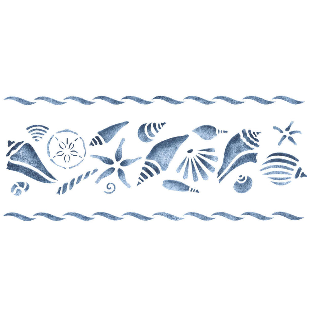 Assorted Shells Border Stencil for Walls and Furniture