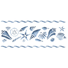 Assorted Shell Wall Stencil Border