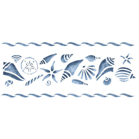 Assorted Shell Wall Stencil Border