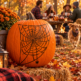 Spider Web on a painted pumpkin stencil- Pumpkin Painting Stencils