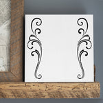 Scrolls and Flourishes Stencil by Designer Stencils on a canvas for home decor