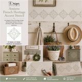 Design collage on how to use the Amiens French Heritage Stencil Design