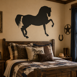 Bedroom wall with a stenciled horse 