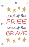 Text with stars and dimensions on a white background