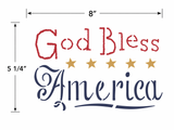 Dimensions for the "God Bless America" Sign Stencil design.