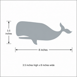 Dimensions for the reusable nautical whale craft stencil.