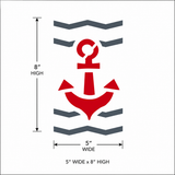 Red anchor design with dimensions on a white background
