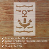 Laser cut Mylar sheet with anchor design on a wooden surface