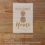 Decorative sign with pineapple and 'Welcome Home' text on a wooden surface